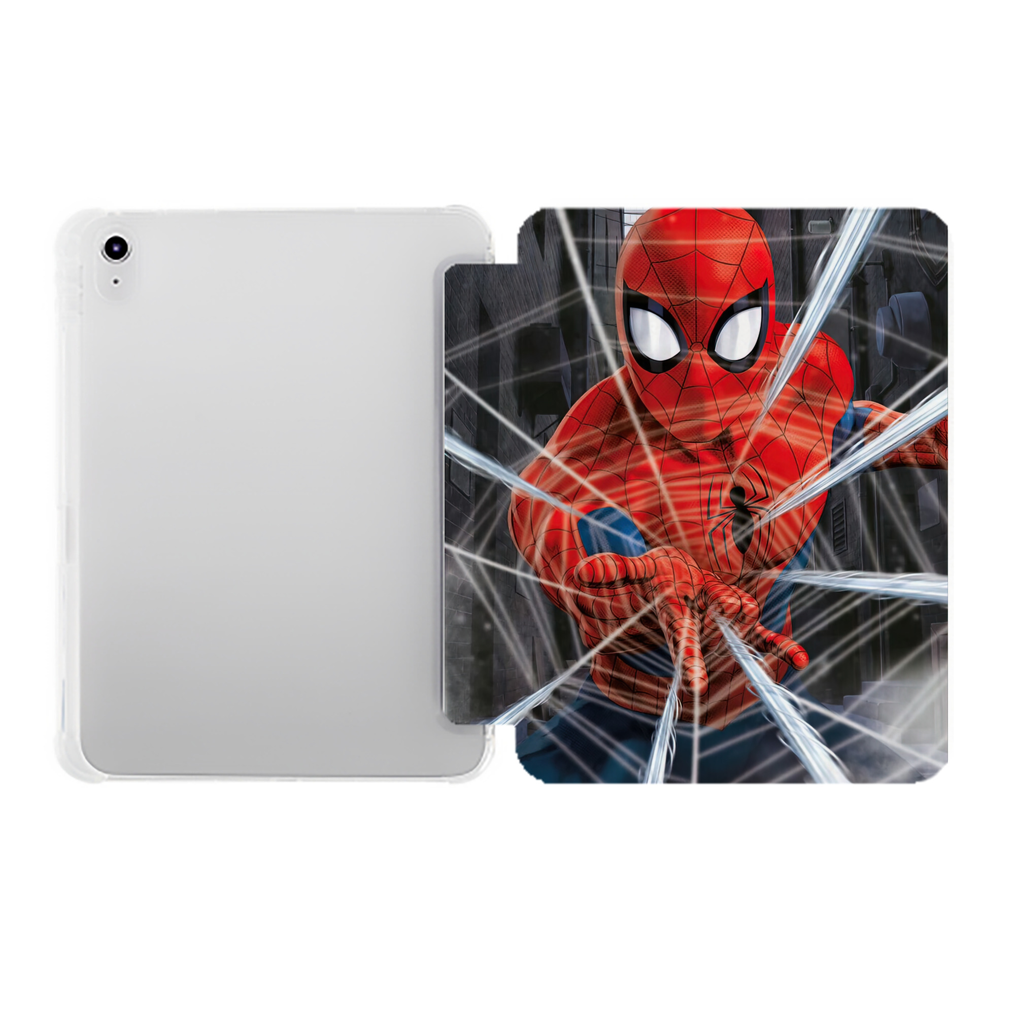 （画像用） Spider Man スパイダーマン IPad ケース ペン収納付き 三つ折りスタンド PUレザー×シリコン 対応機種9.5/10.5/10.9インチ